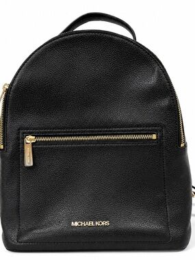Michael Kors Black Pebbled Leather Mini Backpack with Gold Hardware